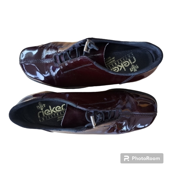 Rieker antistress bordeau patent leather women's shoes heel 1" size 38 - Picture 9 of 14
